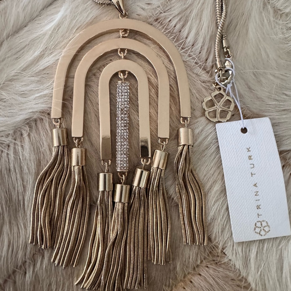 Trina Turk Gold Tassel Pendant Necklace
